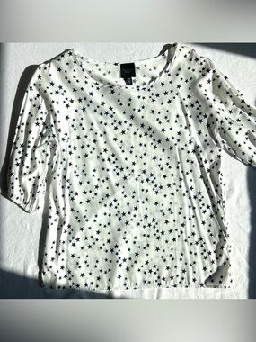 Alice Ritter White Blouse with Black Star Print